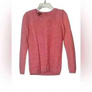 Talbots Pink Cable Knit Pullover Long‎ Sleeved Sweater w/ Back Zipper Size Small